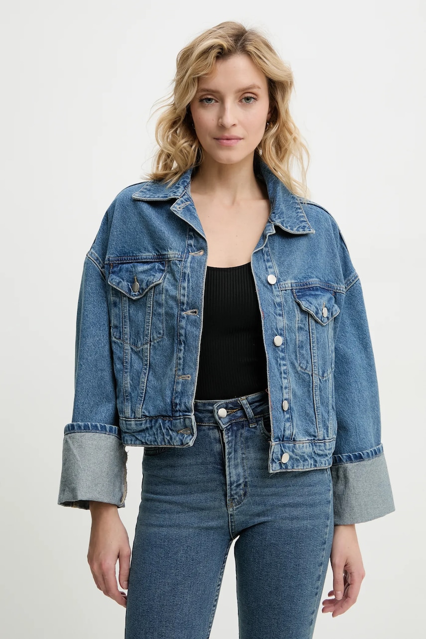 Levně Džínová bunda Answear Lab dámská, modrá barva, přechodná, oversize