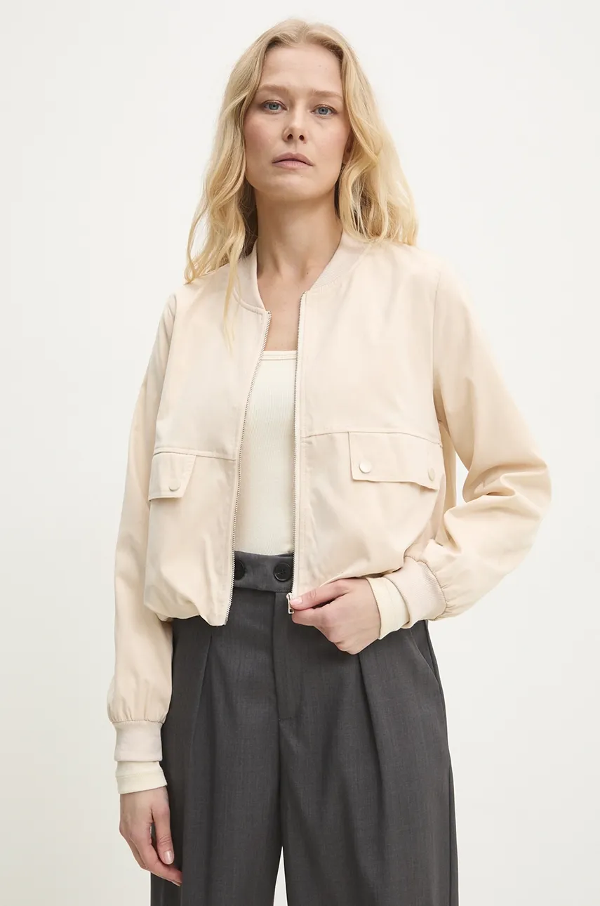 Answear Lab geaca bomber femei, culoarea bej, de tranzitie