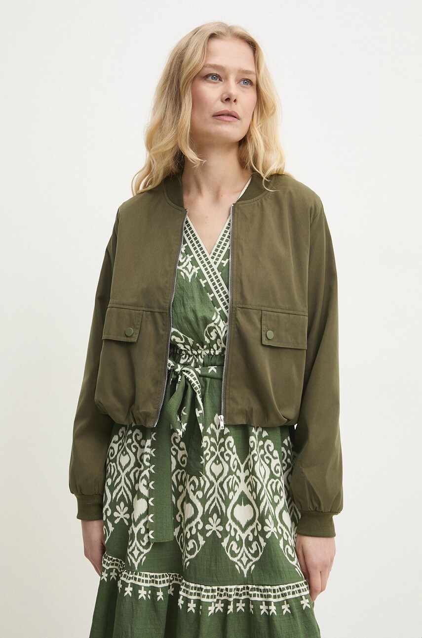 Answear Lab geaca bomber femei, culoarea verde, de tranzitie