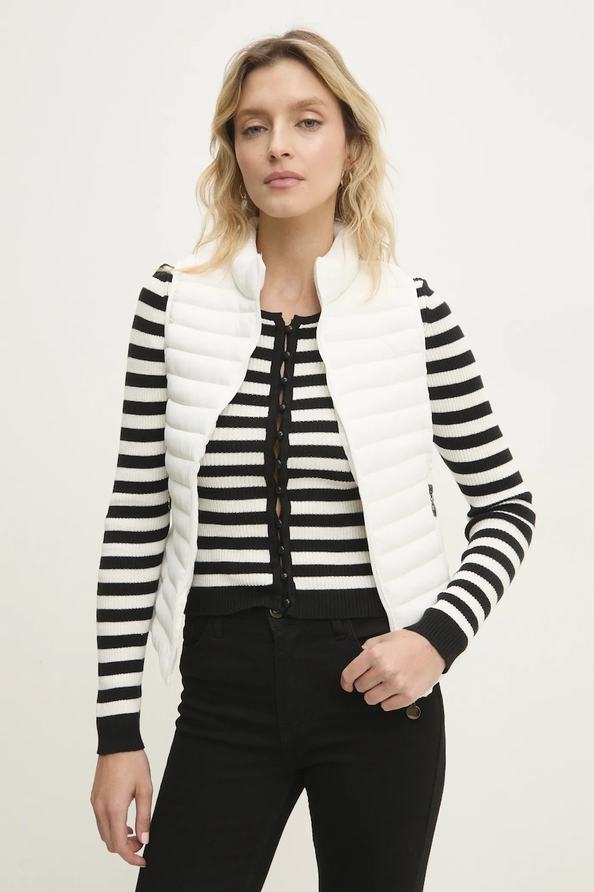 Answear Lab vesta culoarea alb, de tranzitie