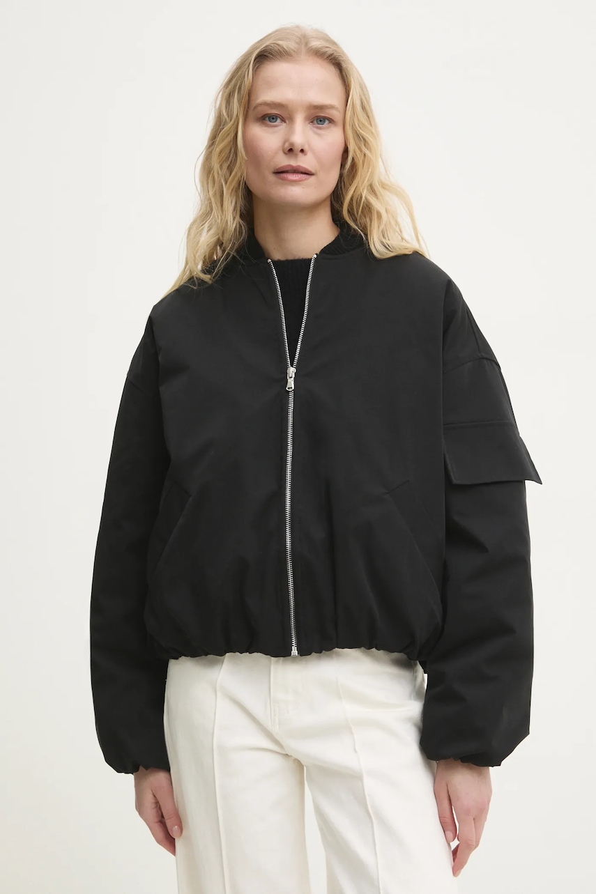 Answear Lab geaca bomber culoarea negru, de tranzitie