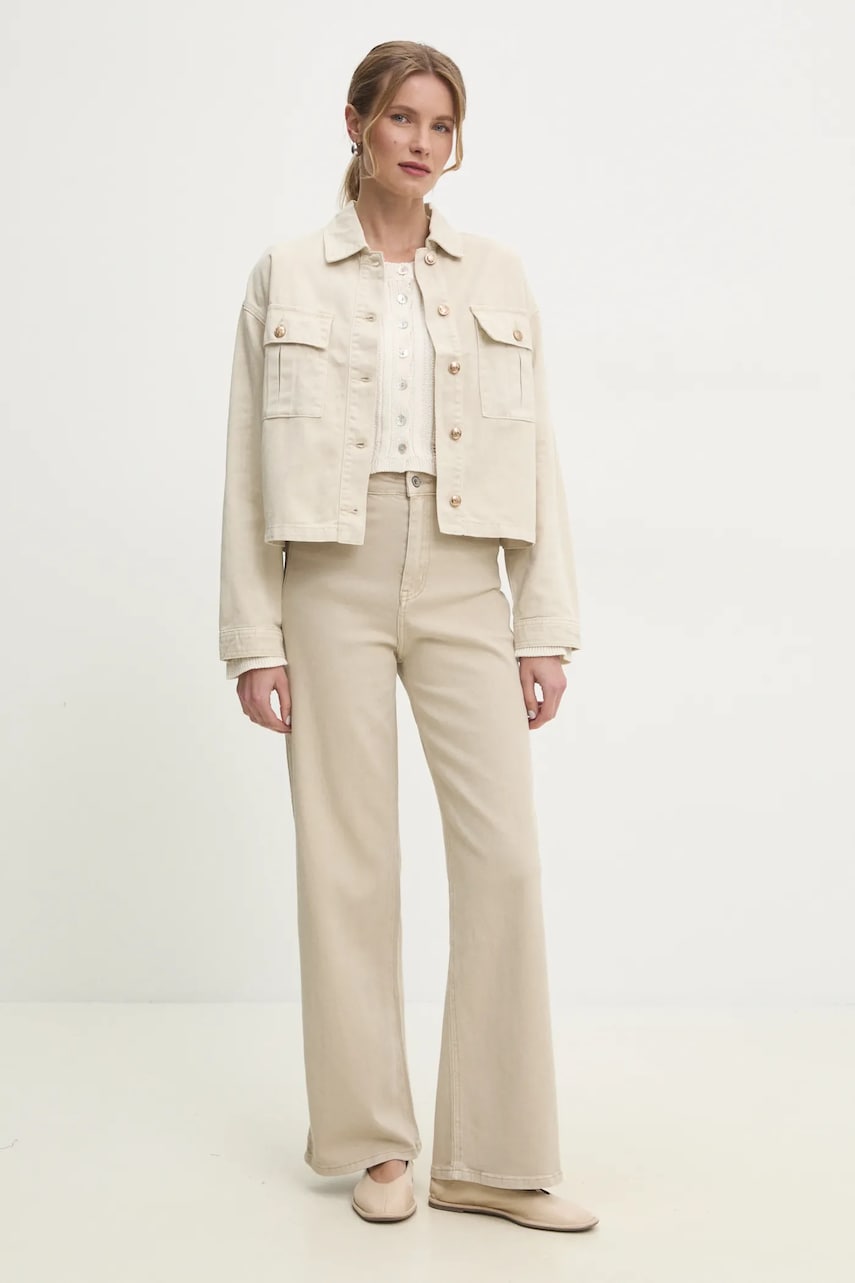 Джинсовая куртка Answear.LAB цвет бежевый переходная oversize Джинсовая куртка Answear.LAB цвет бежевый переходная oversize