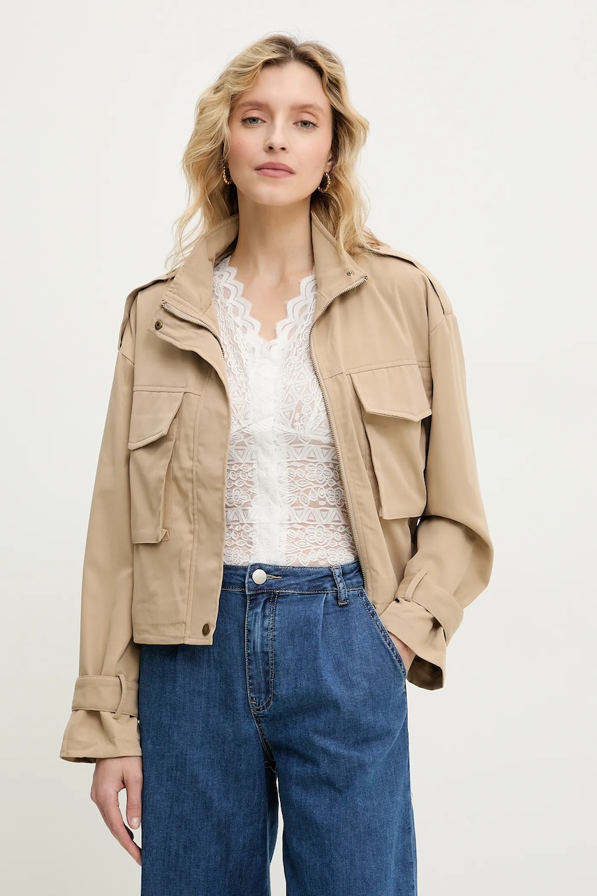 Answear Lab geaca culoarea bej, de tranzitie