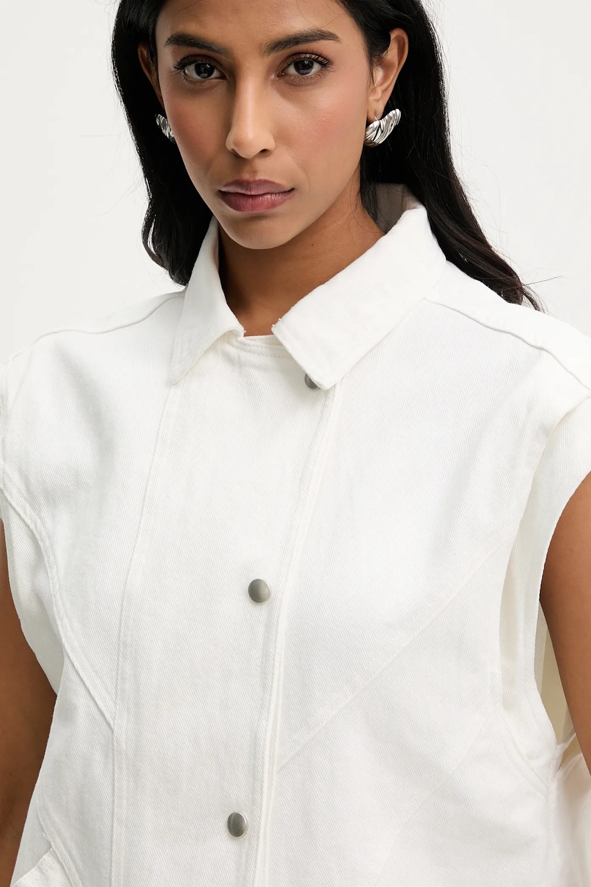 Γιλέκο τζιν Answear.LAB γυναικεία, χρώμα: άσπρο φωτογραφία