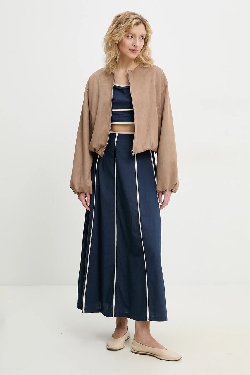 Answear Lab geaca culoarea maro, de tranzitie, oversize