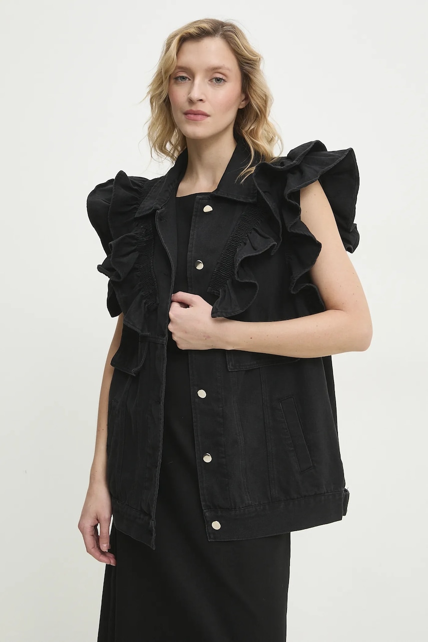 Answear Lab vesta femei, culoarea negru, de tranzitie Answear Lab vesta femei, culoarea negru, de tranzitie