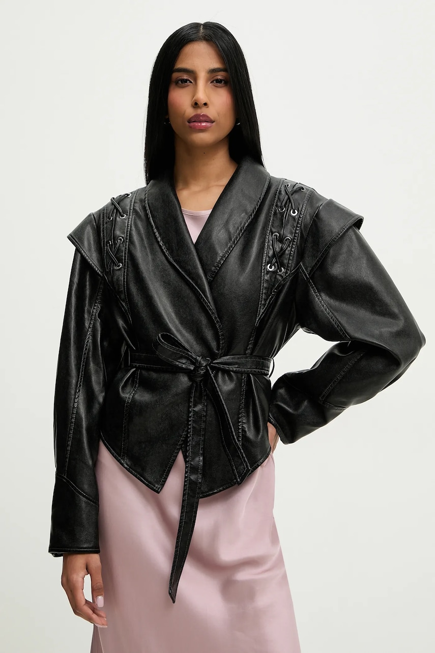 Answear Lab geaca ramones culoarea negru, de tranzitie, oversize Answear Lab geaca ramones culoarea negru, de tranzitie, oversize