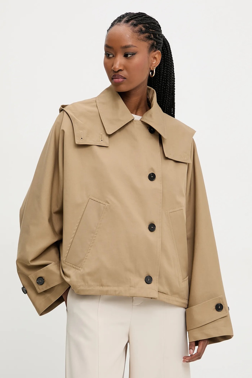Answear Lab geaca culoarea bej, de tranzitie, oversize