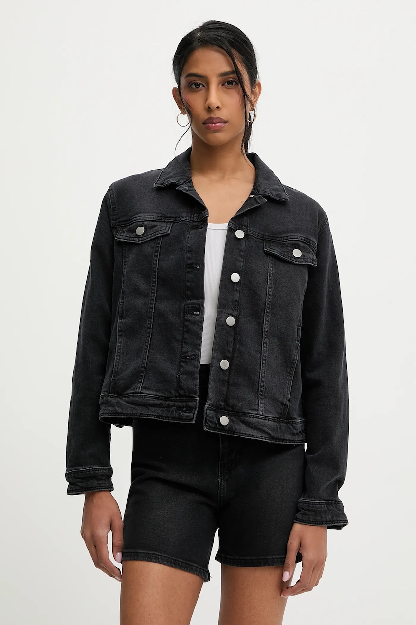 Answear Lab geaca jeans culoarea negru, de tranzitie
