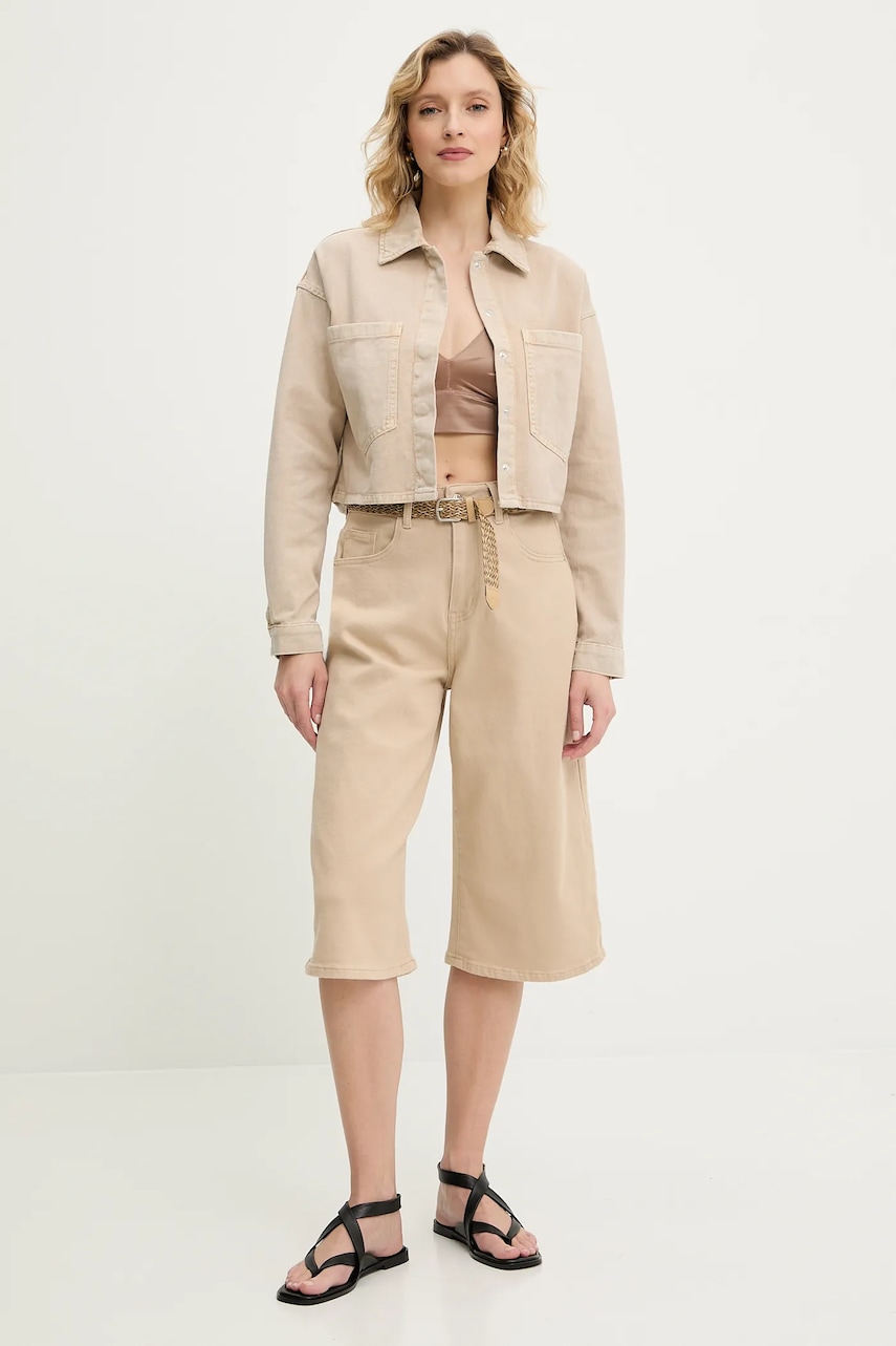 Джинсовая куртка Answear.LAB цвет бежевый переходная oversize Джинсовая куртка Answear.LAB цвет бежевый переходная oversize
