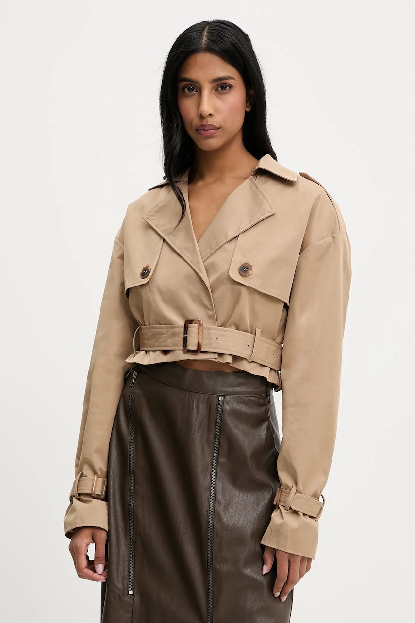 Answear Lab trenci scurt culoarea bej, de tranzitie