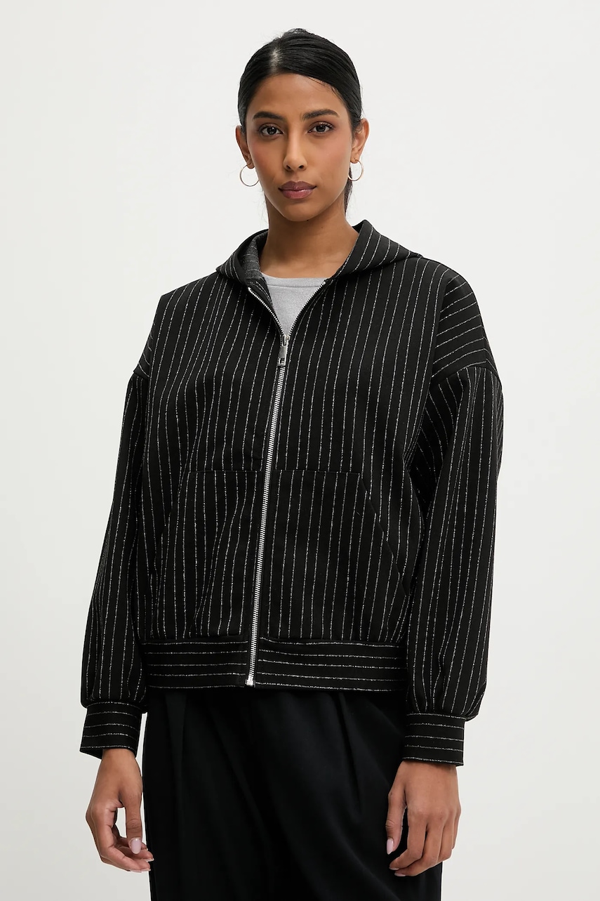 Answear Lab bluza femei, culoarea negru, cu glugă, modelator