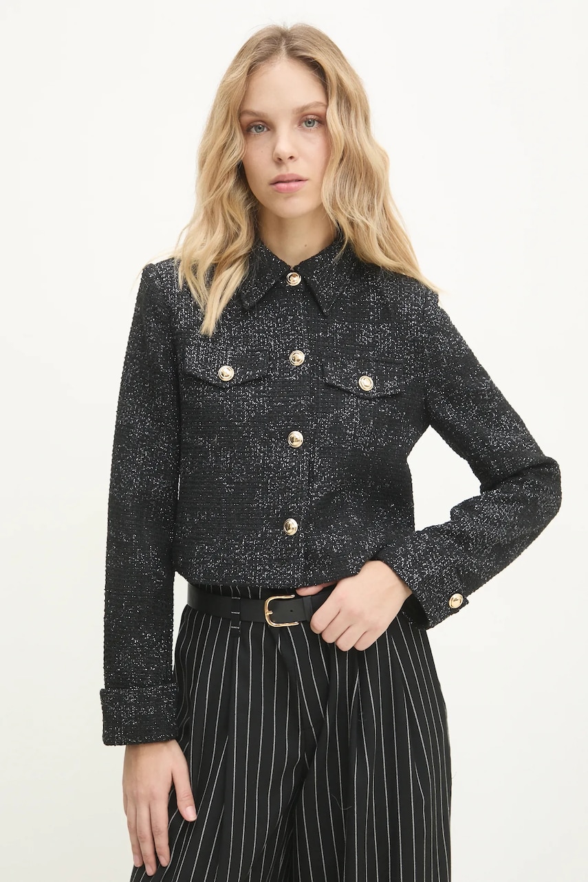 Answear Lab sacou din lana culoarea negru, un singur rand de nasturi, modelator Answear Lab sacou din lana culoarea negru, un singur rand de nasturi, modelator