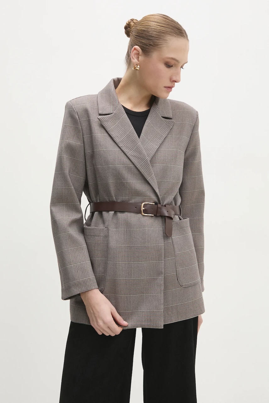 Answear Lab sacou culoarea bej, cu doua randuri de nasturi, modelator Answear Lab sacou culoarea bej, cu doua randuri de nasturi, modelator
