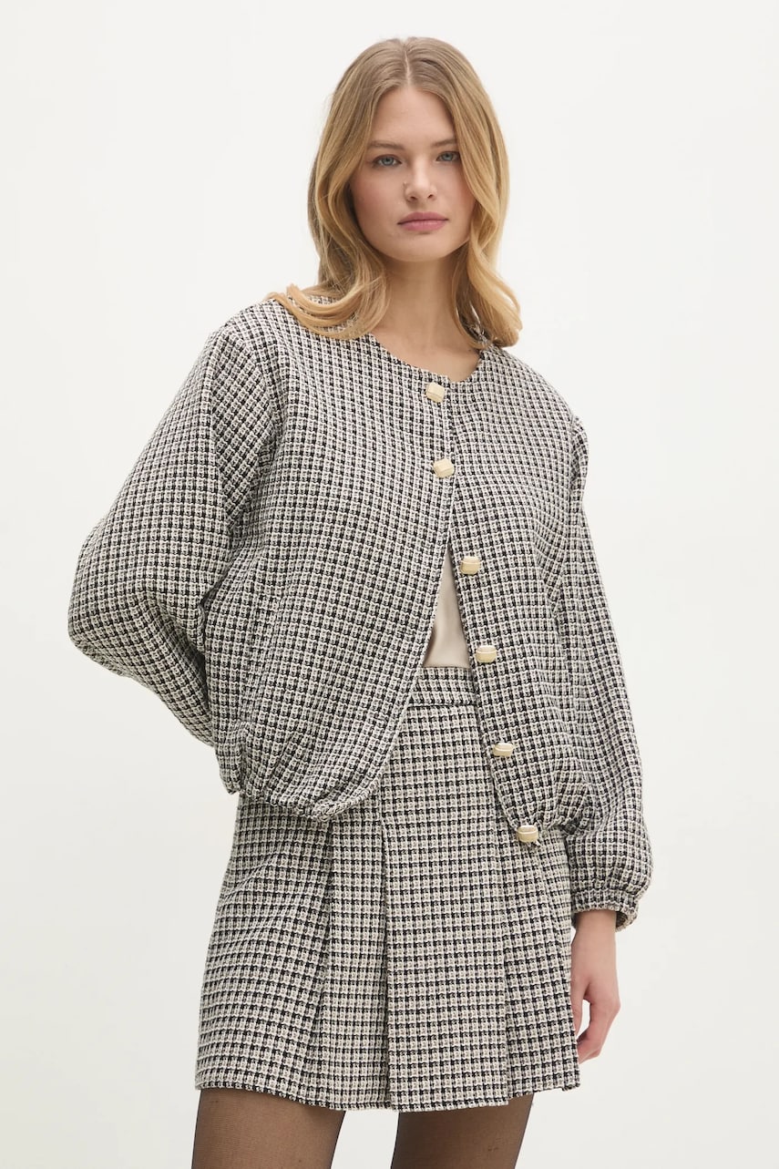 Answear Lab sacou culoarea bej, un singur rand de nasturi, modelator Answear Lab sacou culoarea bej, un singur rand de nasturi, modelator