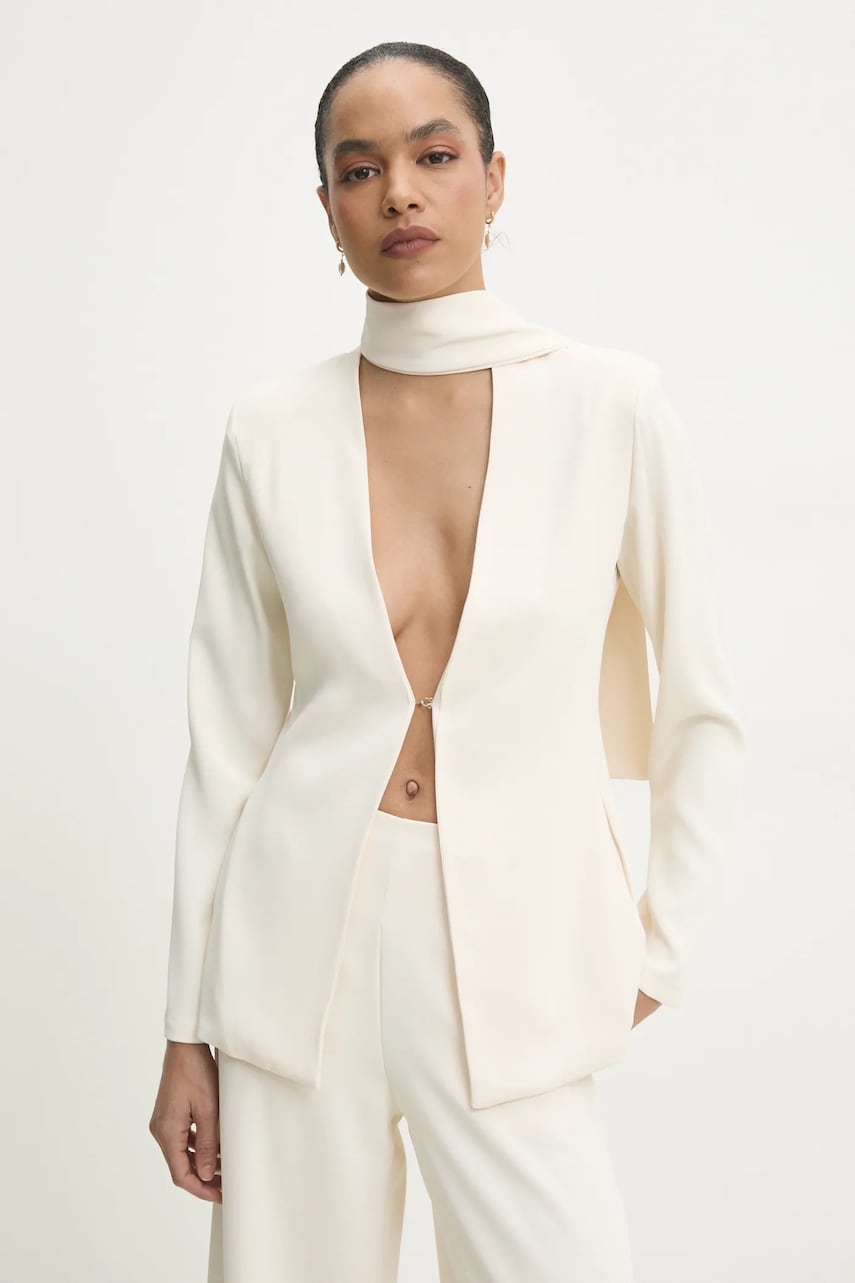 Answear Lab sacou culoarea bej, un singur rand de nasturi, neted