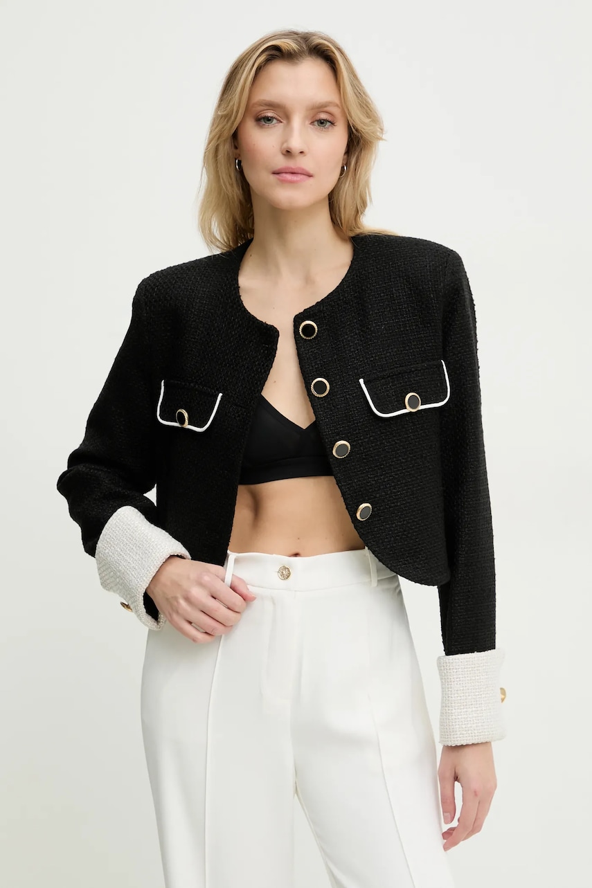 Answear Lab sacou culoarea negru, desfacut, neted Answear Lab sacou culoarea negru, desfacut, neted