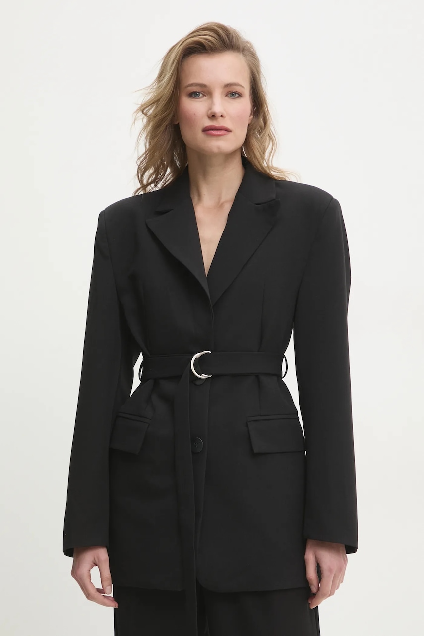 Answear Lab sacou culoarea negru, un singur rand de nasturi, neted