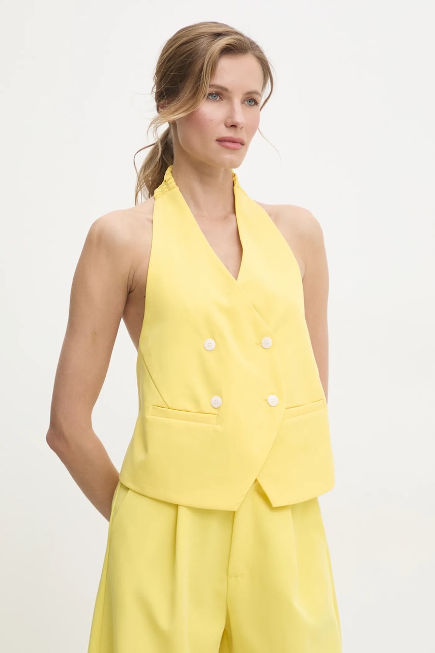 Answear Lab vesta culoarea galben, cu doua randuri de nasturi Answear Lab vesta culoarea galben, cu doua randuri de nasturi