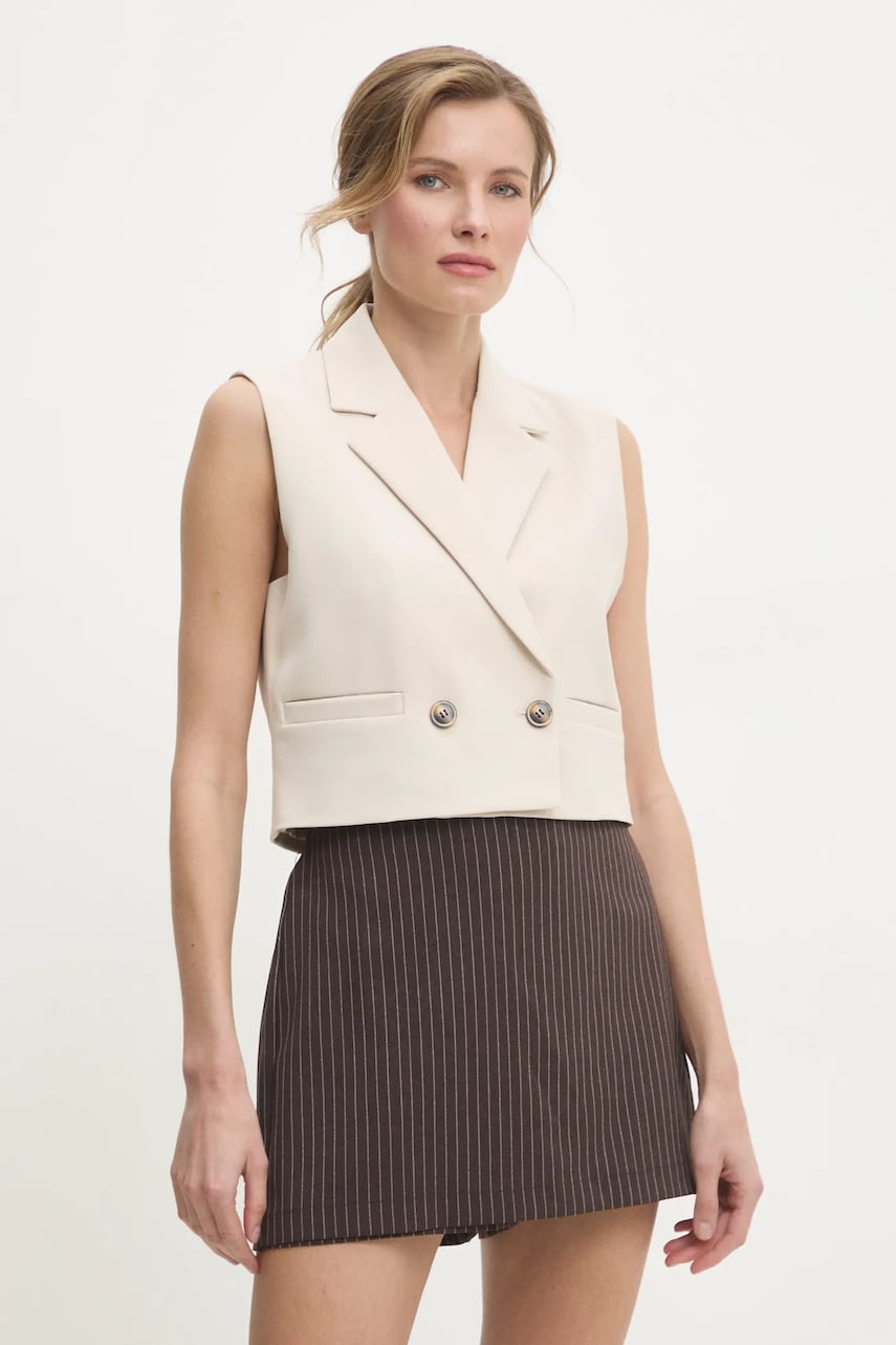 Answear Lab vesta culoarea bej, cu doua randuri de nasturi Answear Lab vesta culoarea bej, cu doua randuri de nasturi