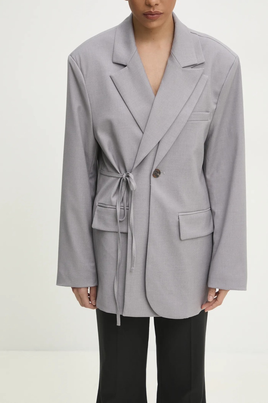 Піджак Answear Lab колір сірий oversize однотонна 
