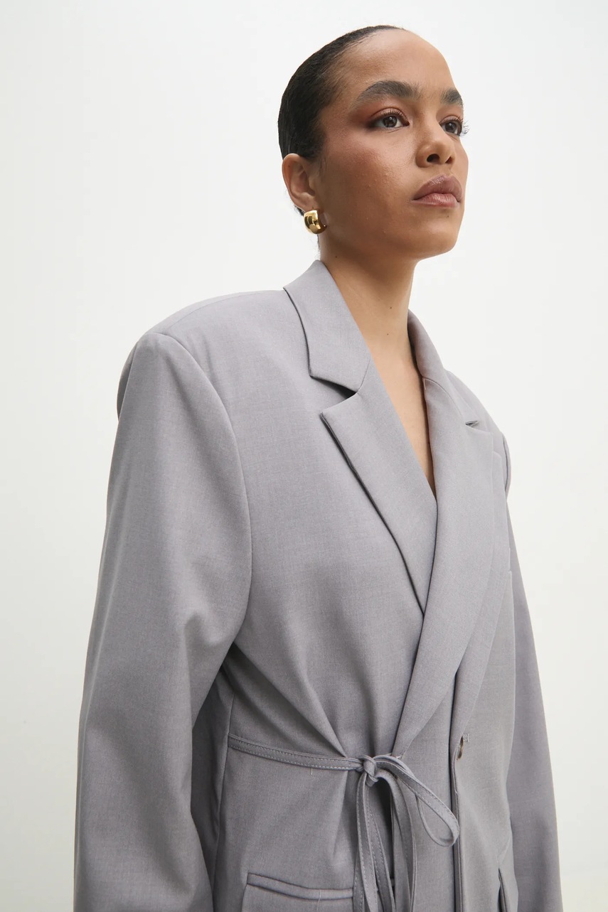 Піджак Answear Lab колір сірий oversize однотонна 