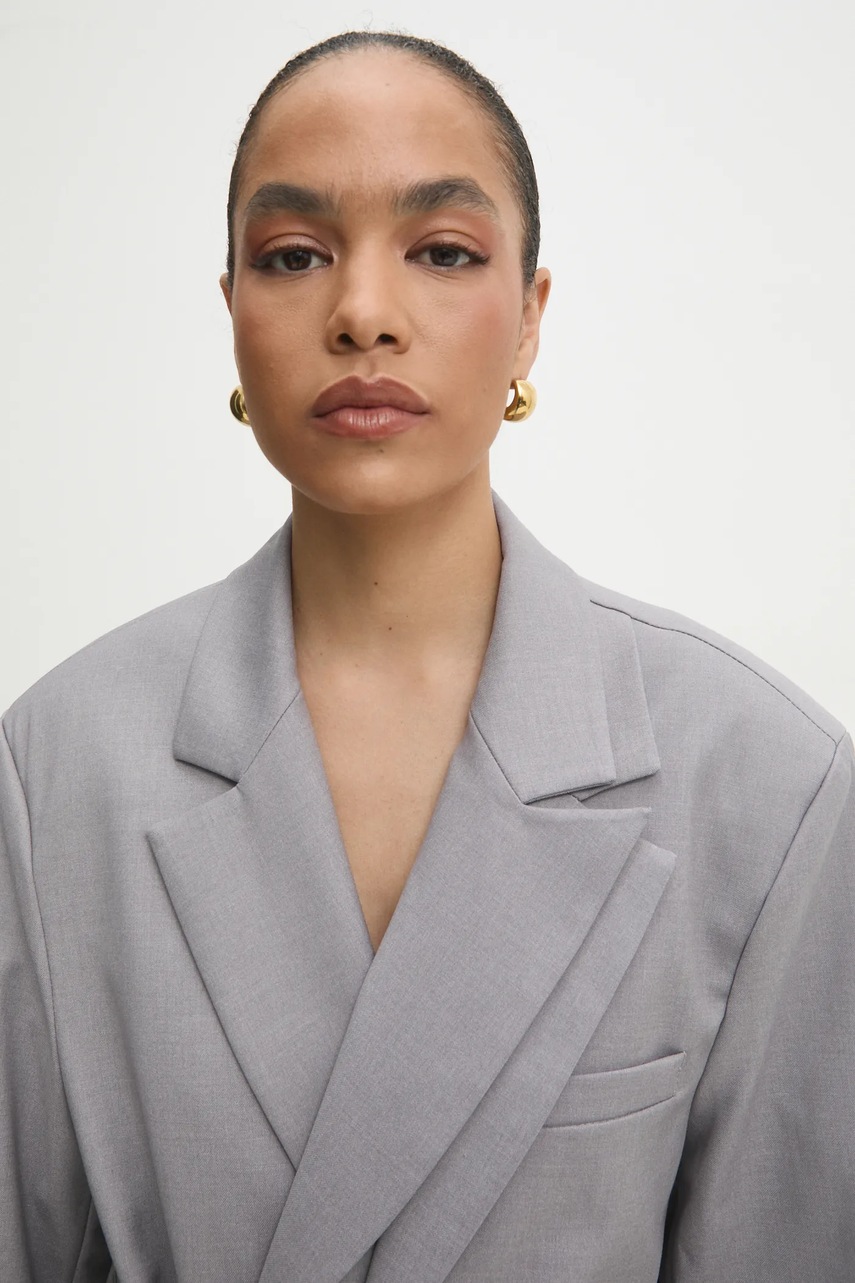 Піджак Answear Lab колір сірий oversize однотонна 