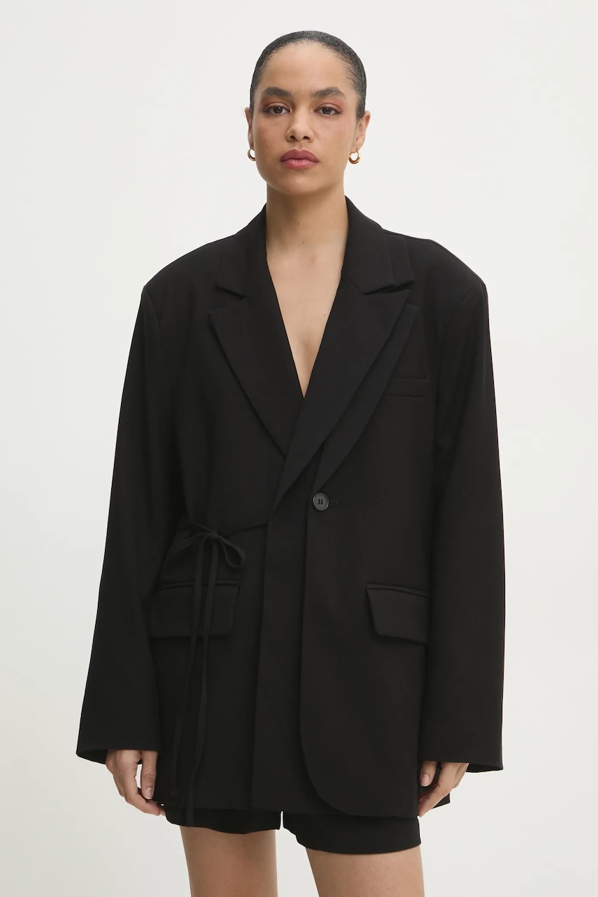 Answear Lab sacou culoarea negru, oversize, neted
