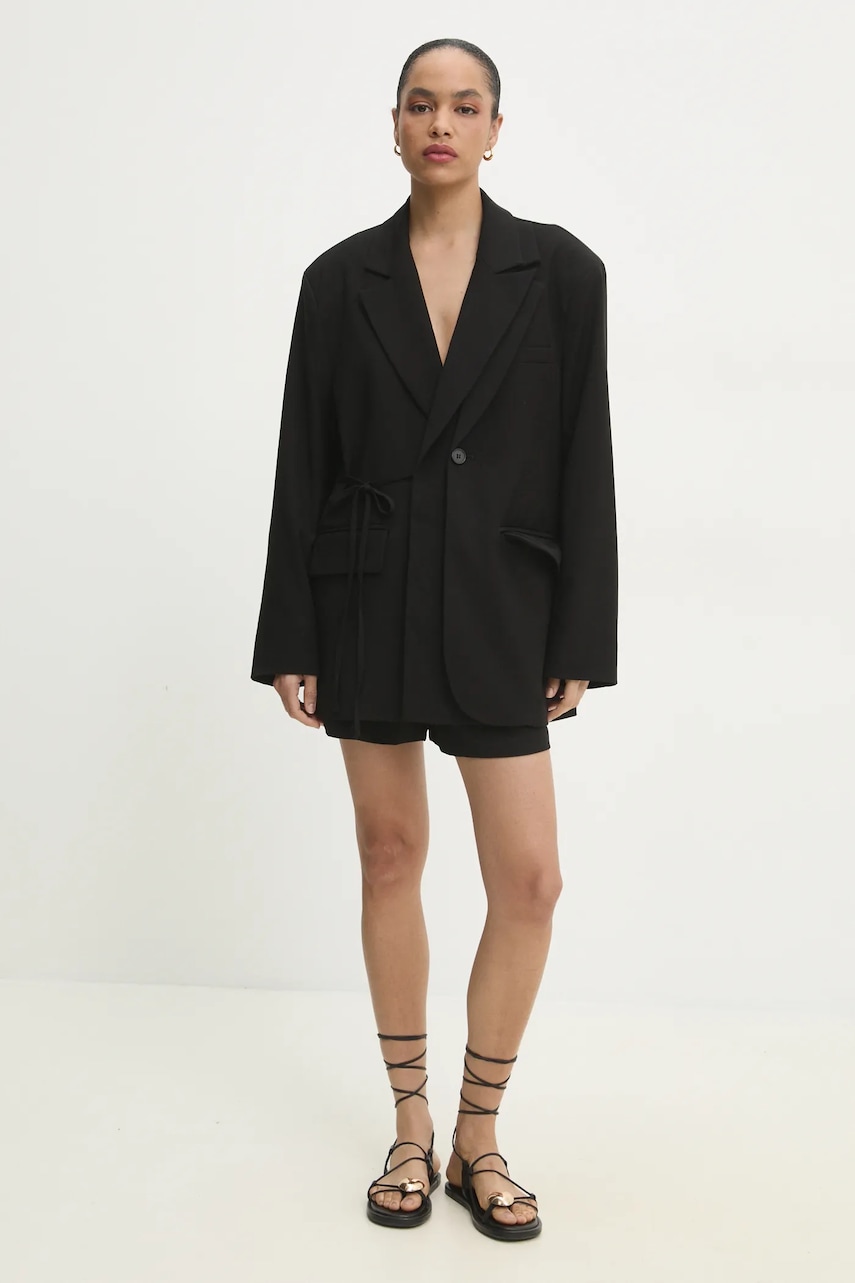 Пиджак Answear Lab цвет чёрный oversize однотонный Пиджак Answear Lab цвет чёрный oversize однотонный
