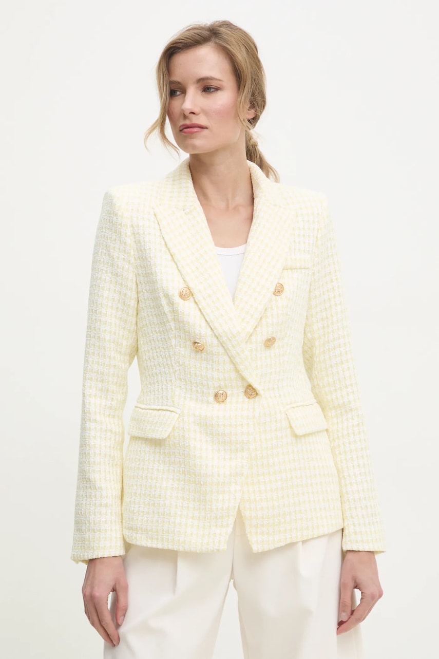 Answear Lab sacou culoarea galben, cu doua randuri de nasturi, modelator Answear Lab sacou culoarea galben, cu doua randuri de nasturi, modelator