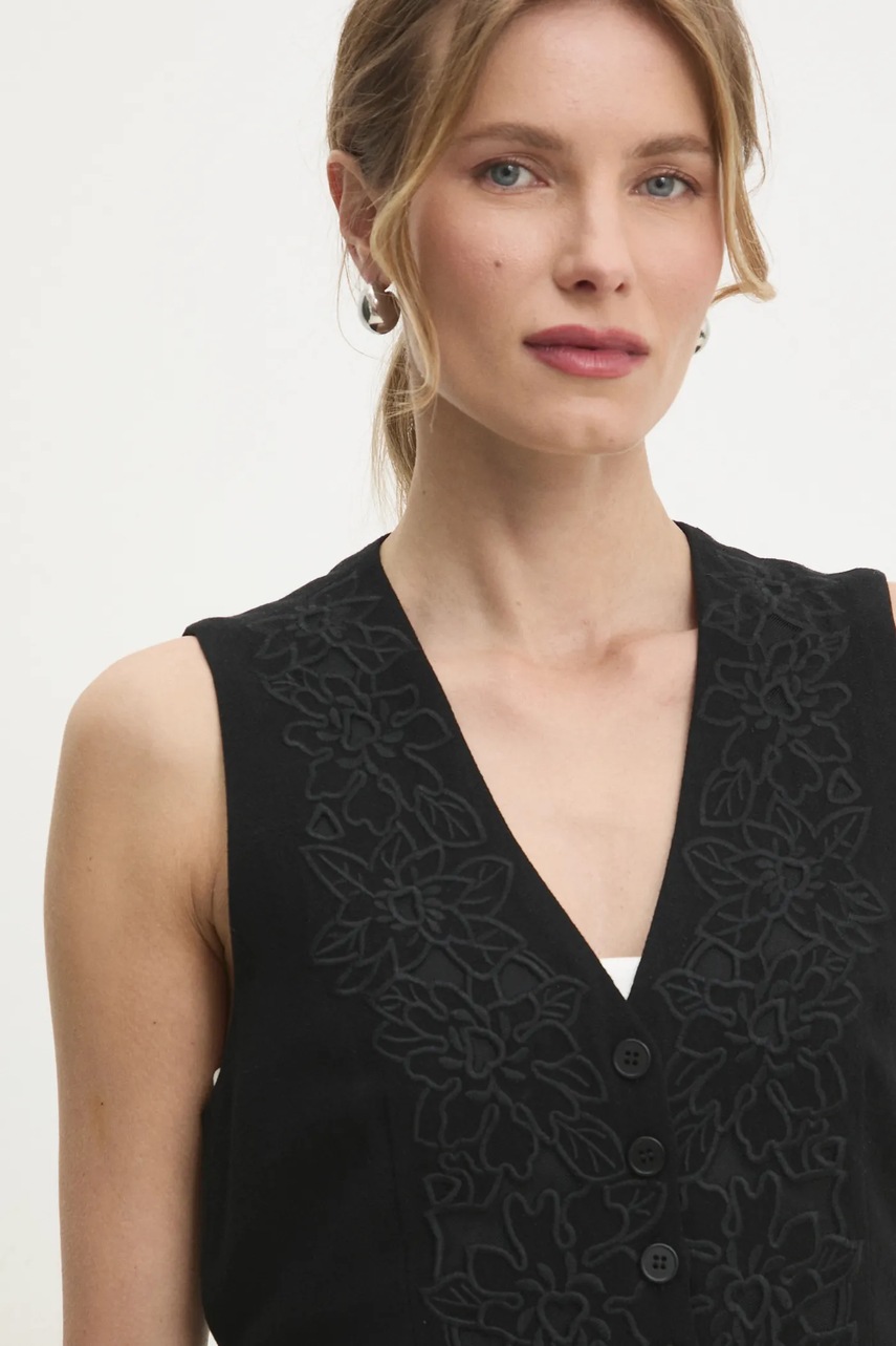 Γιλέκο με λινό μείγμα Answear.LAB χρώμα: μαύρο φωτογραφία