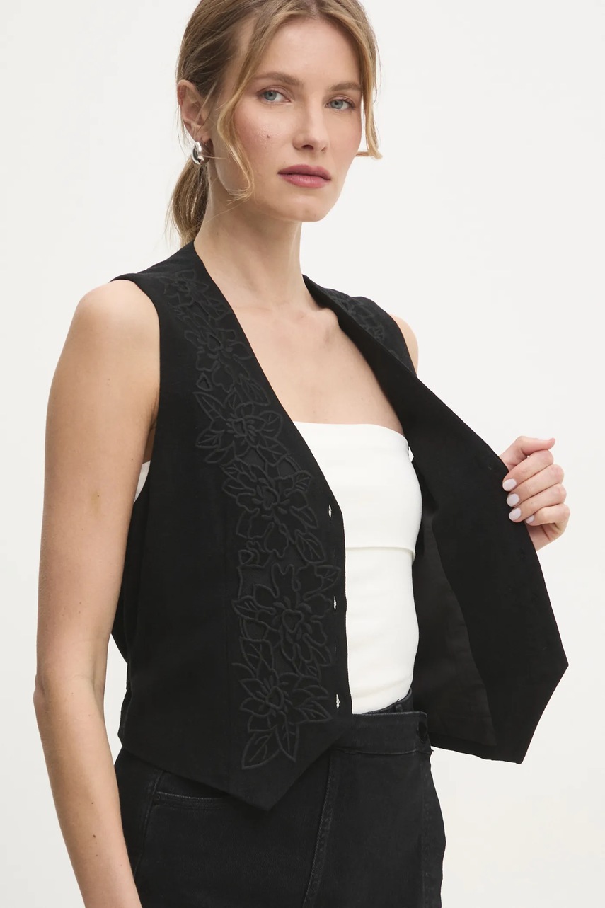 Γιλέκο με λινό μείγμα Answear.LAB χρώμα: μαύρο φωτογραφία