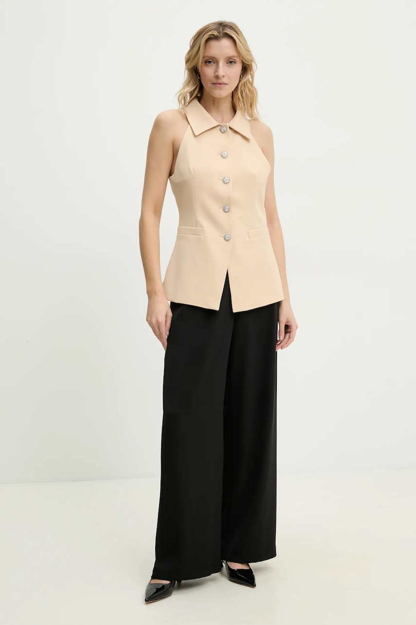 Безрукавка Answear.LAB цвет бежевый однобортный Безрукавка Answear.LAB цвет бежевый однобортный