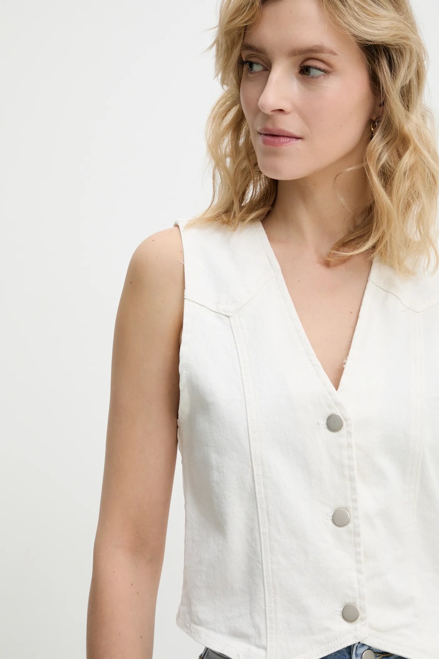 Γιλέκο τζιν Answear.LAB χρώμα: μπεζ φωτογραφία