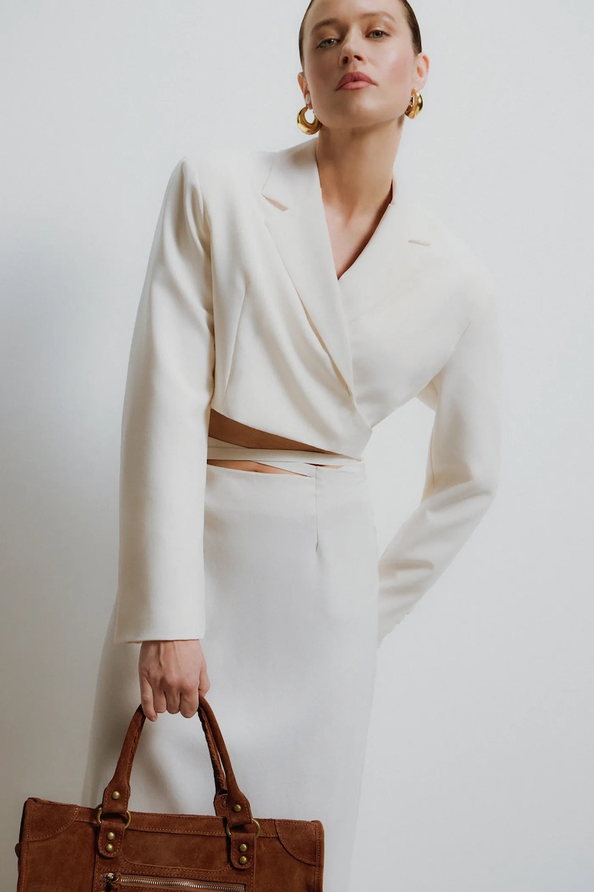 Answear Lab sacou culoarea alb, desfacut, neted