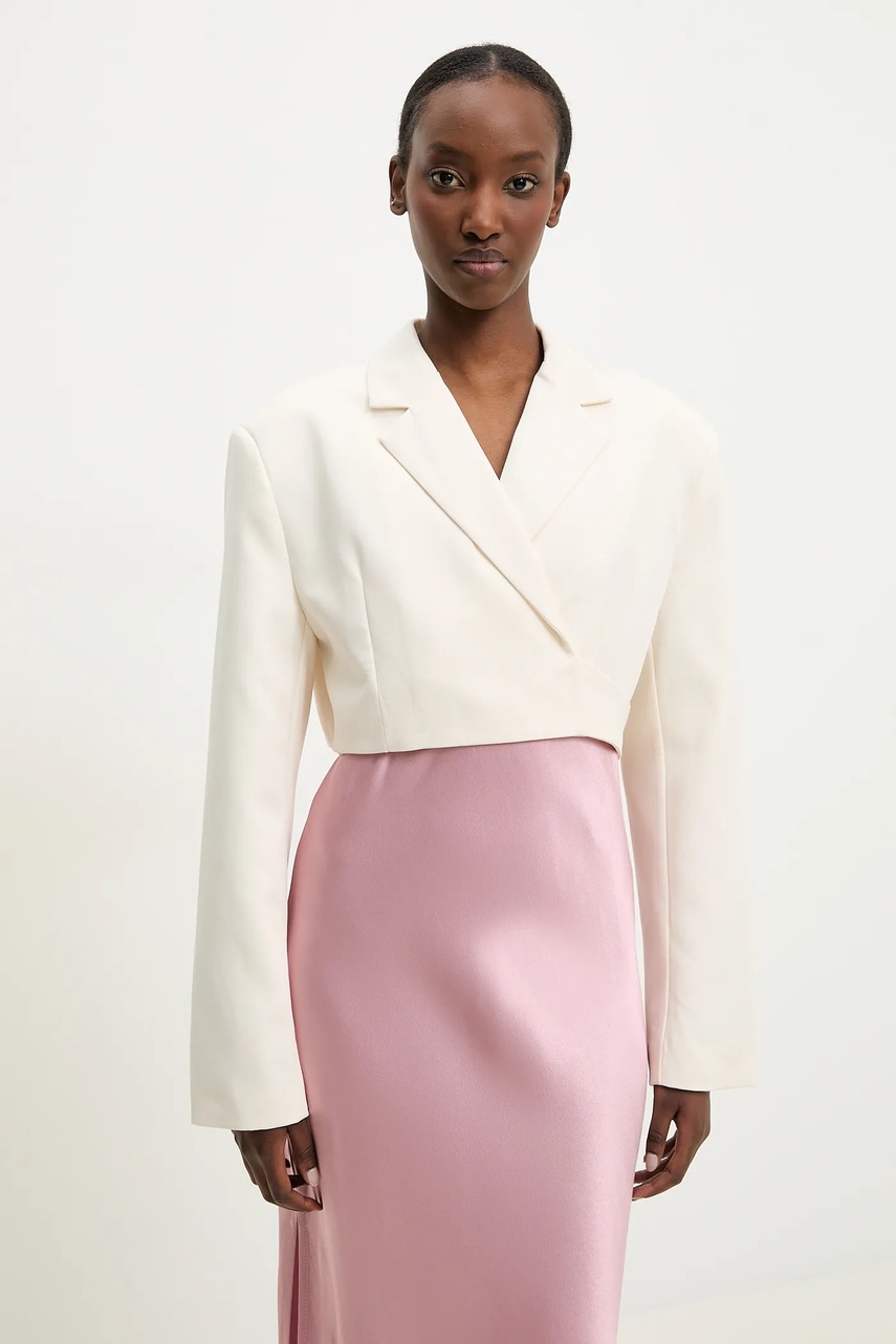Answear Lab sacou culoarea alb, desfacut, neted