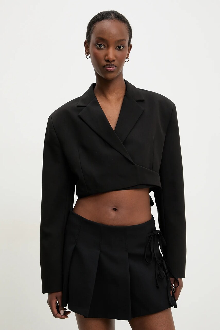 Answear Lab sacou culoarea negru, desfacut, neted
