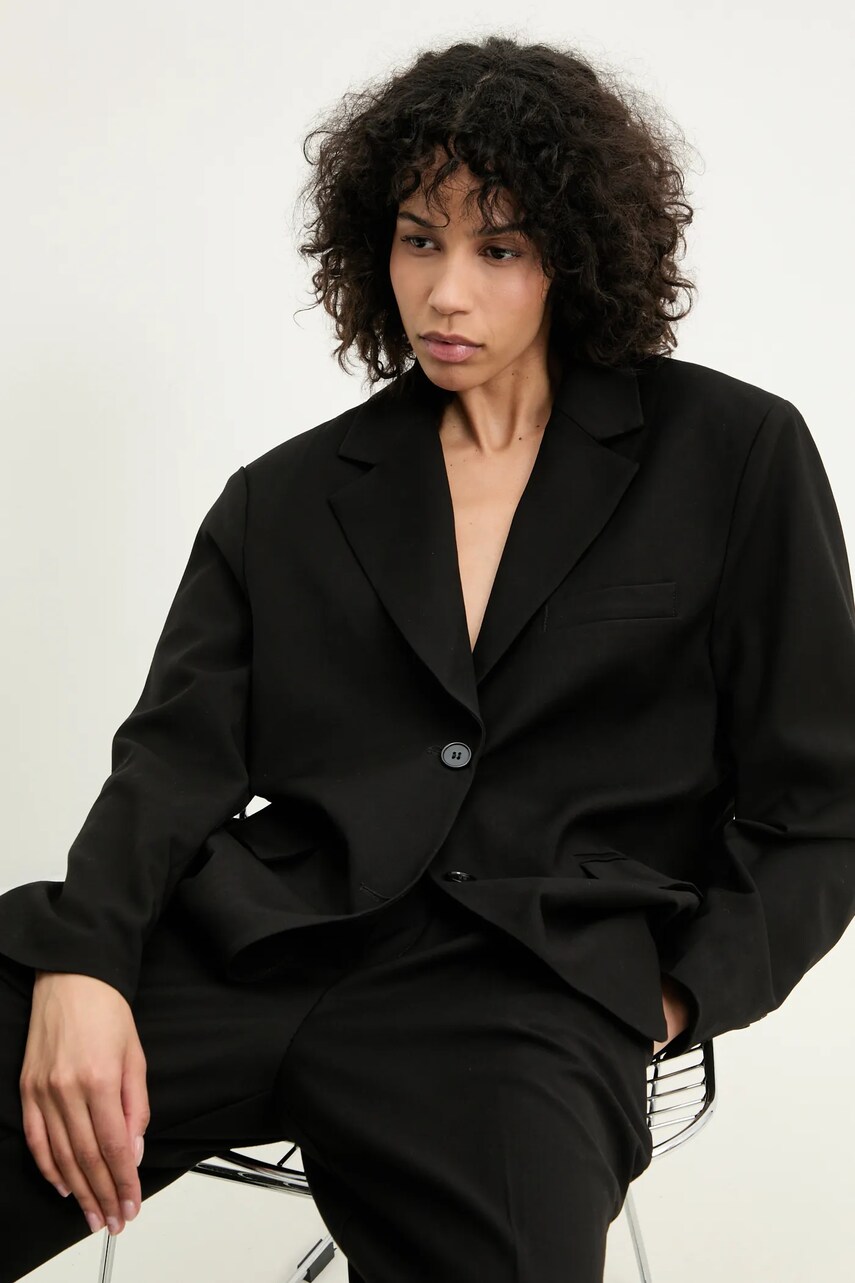 Answear Lab sacou culoarea negru, oversize, neted