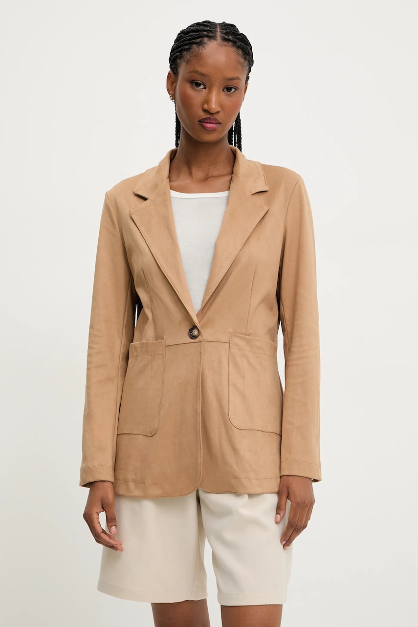 Answear Lab sacou culoarea bej, un singur rand de nasturi, neted