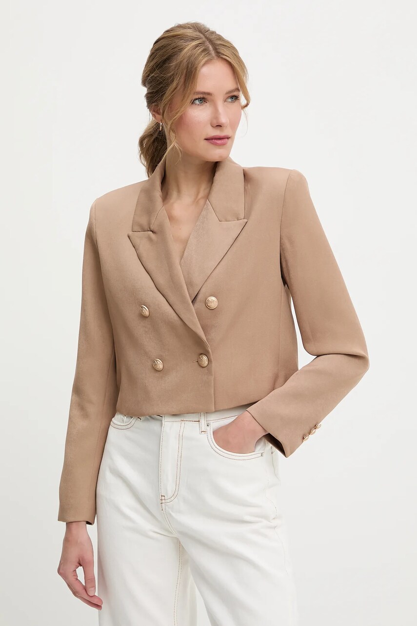 Answear Lab sacou culoarea maro, cu doua randuri de nasturi, neted
