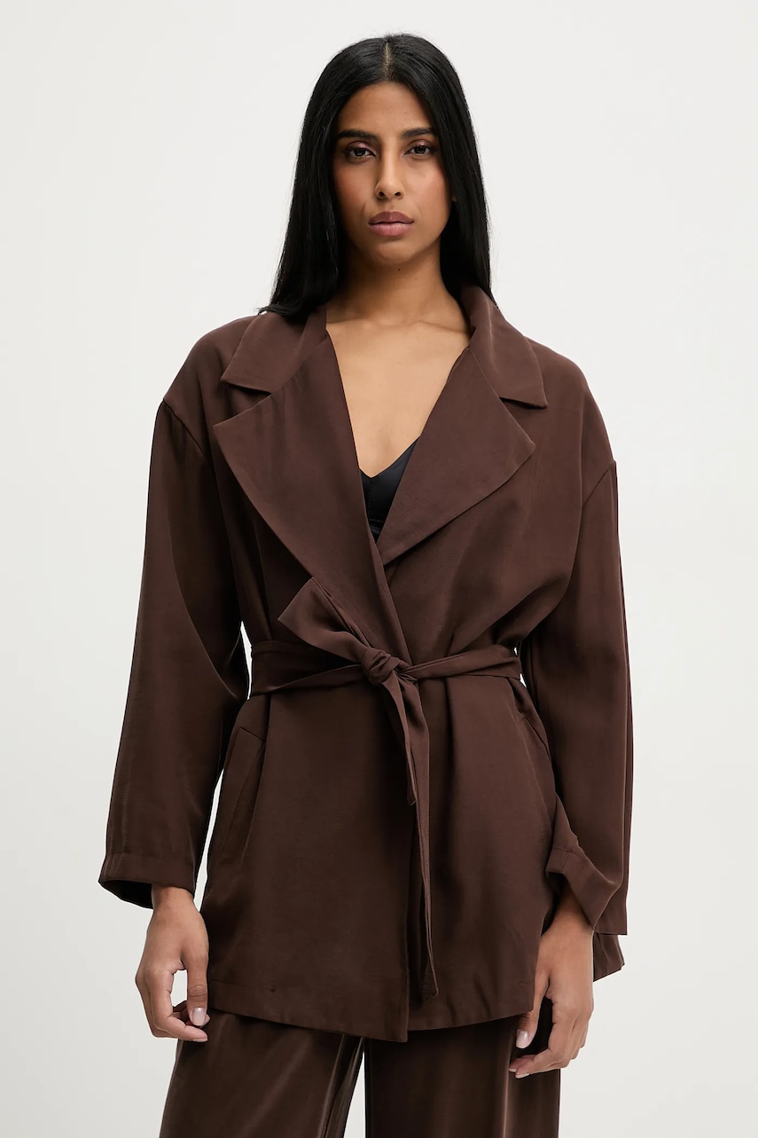 Answear Lab sacou culoarea maro, oversize, neted