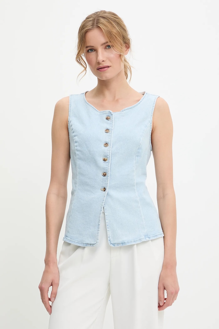 Answear Lab vesta jeans un singur rand de nasturi