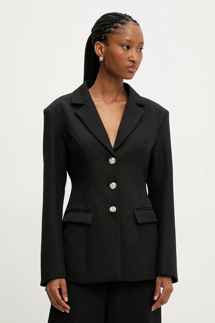 Answear Lab sacou culoarea negru, un singur rand de nasturi, neted