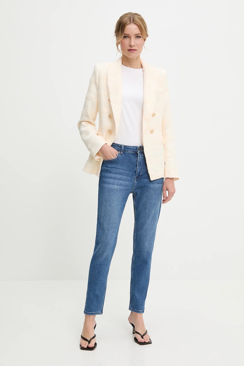 Пиджак Answear.LAB цвет бежевый однобортный однотонная