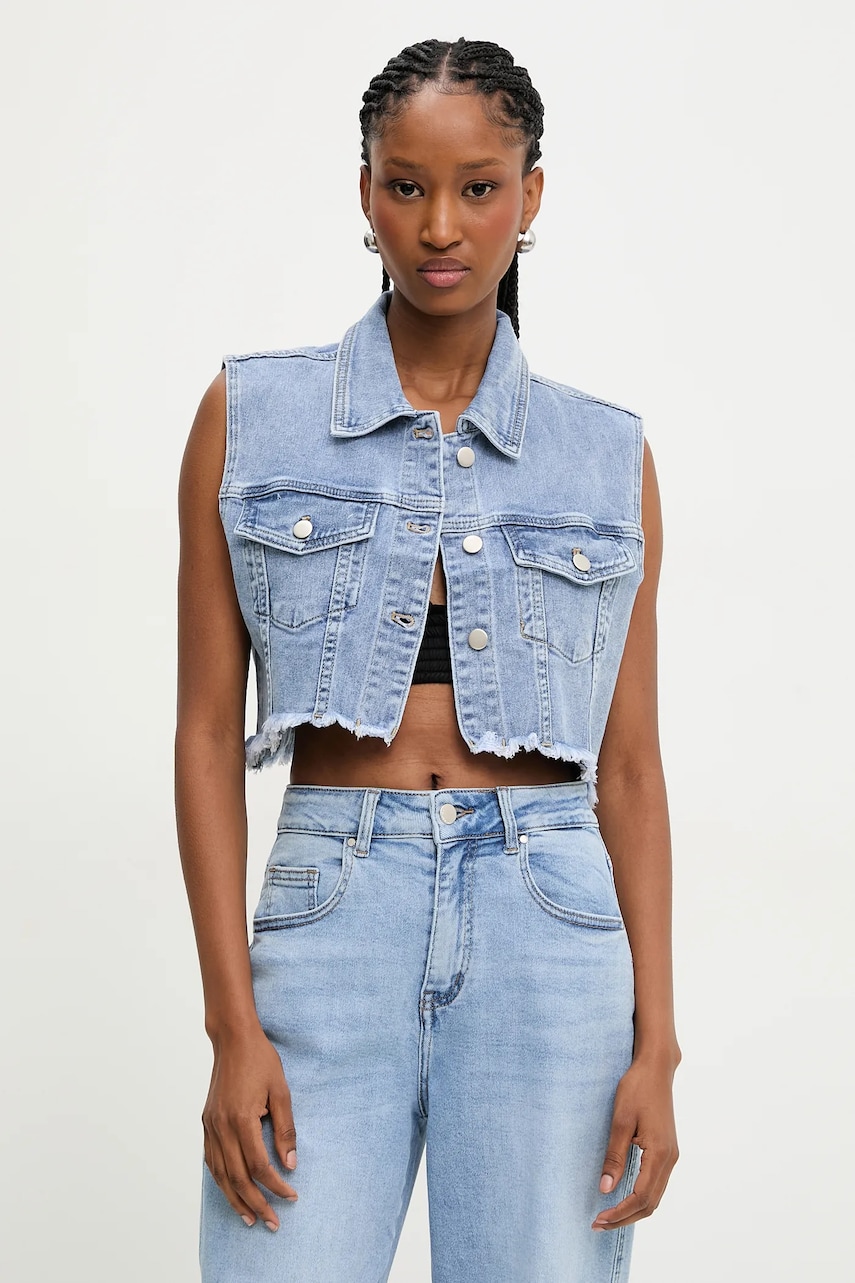 Answear Lab vesta jeans un singur rand de nasturi