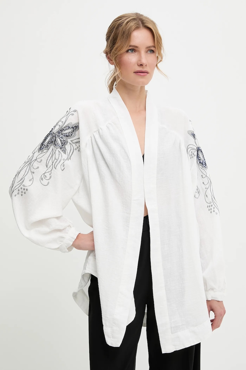 pelerină culoarea alb, oversize, modelator