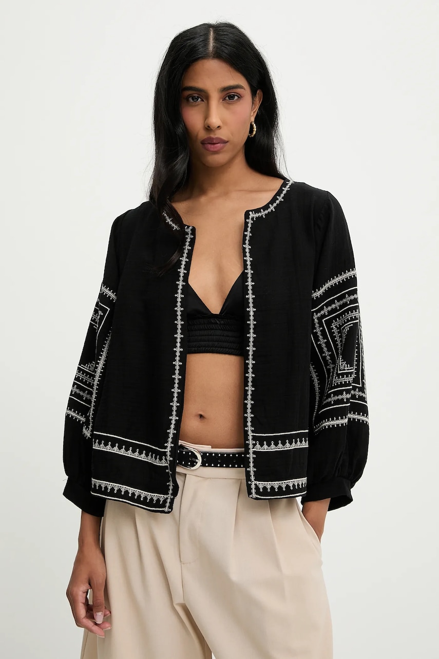 Answear Lab sacou din bumbac culoarea negru, desfacut