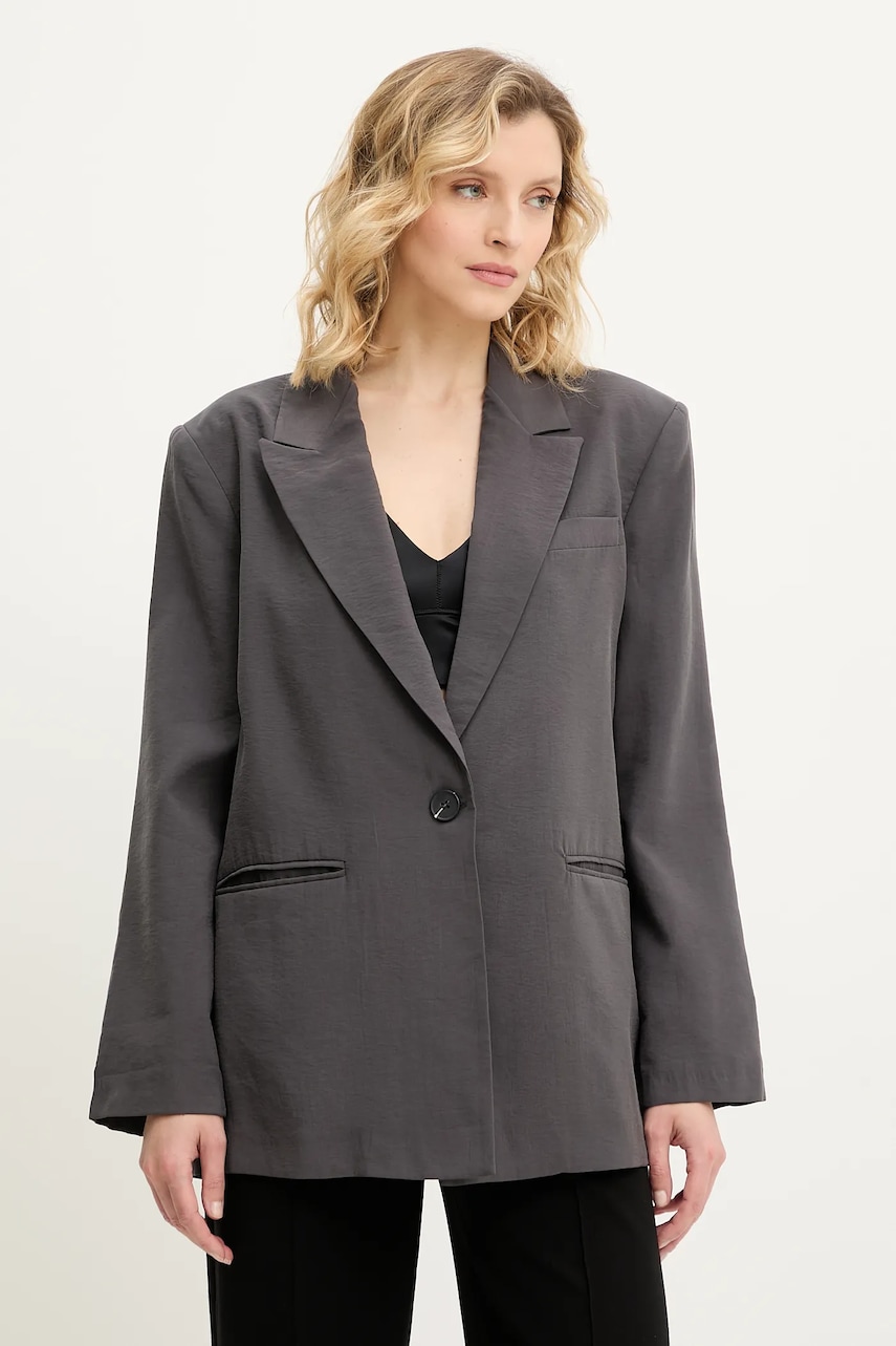 Levně Sako Answear Lab šedá barva, oversize