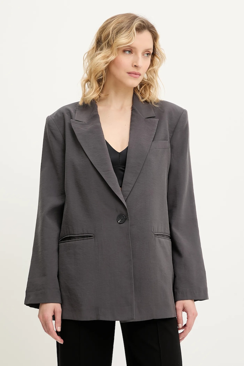 Answear Lab sacou culoarea gri, oversize, neted