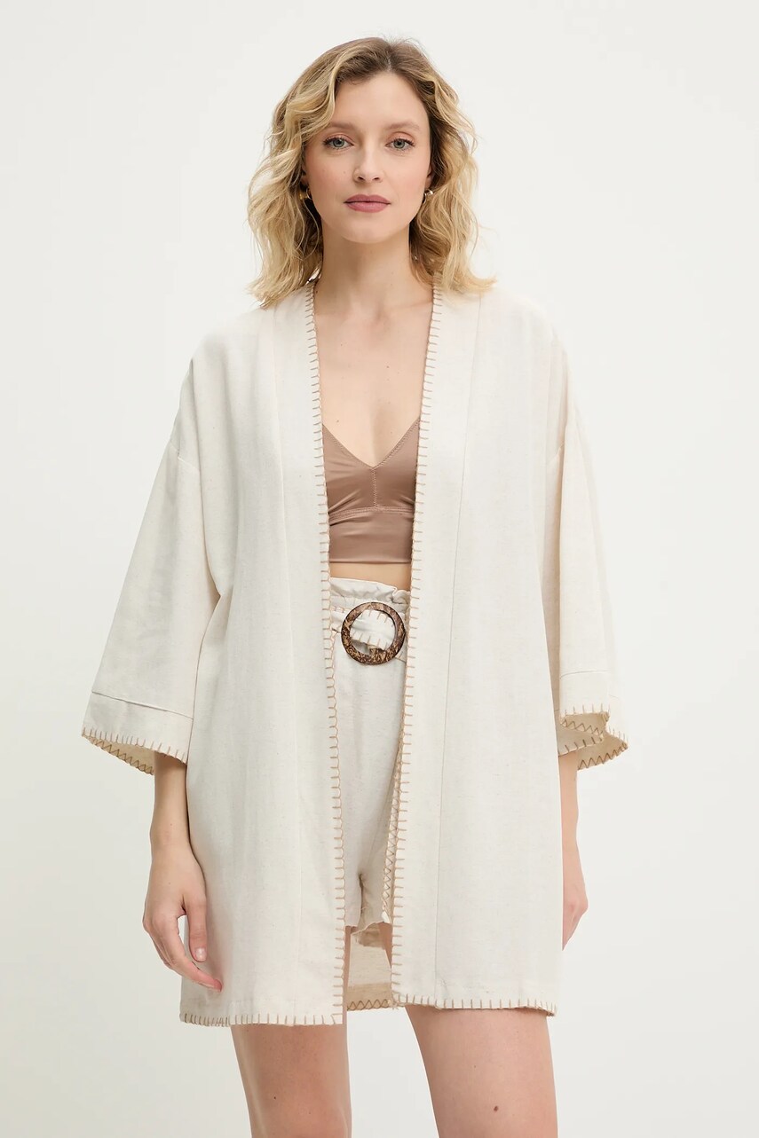 Answear Lab sacou din in culoarea bej, oversize, neted